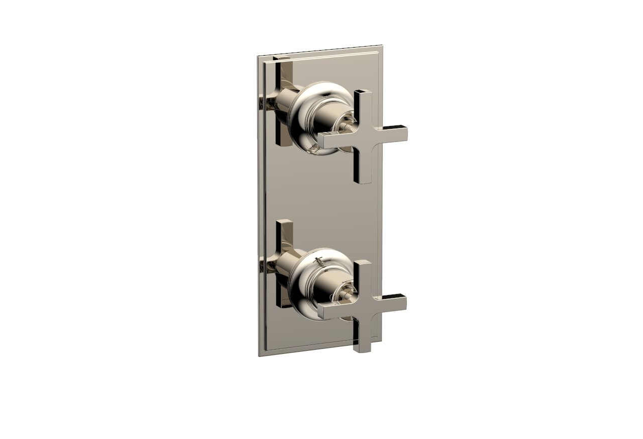 HEX MODERN Cross Handle Pair Trim Set for Thermostatic Control with Volume Control or Diverter 4-105