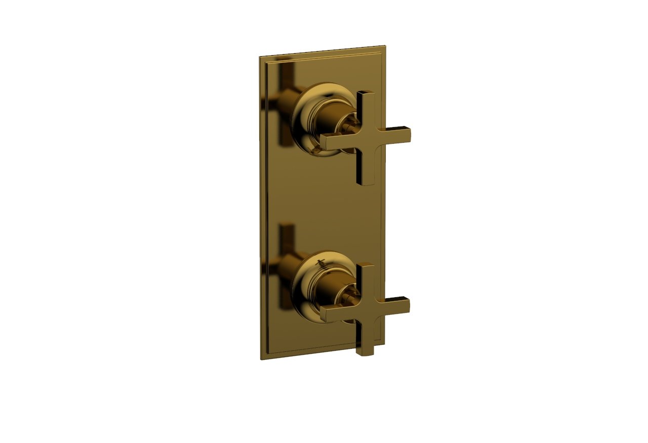 HEX MODERN Cross Handle Pair Trim Set for Thermostatic Control with Volume Control or Diverter 4-105