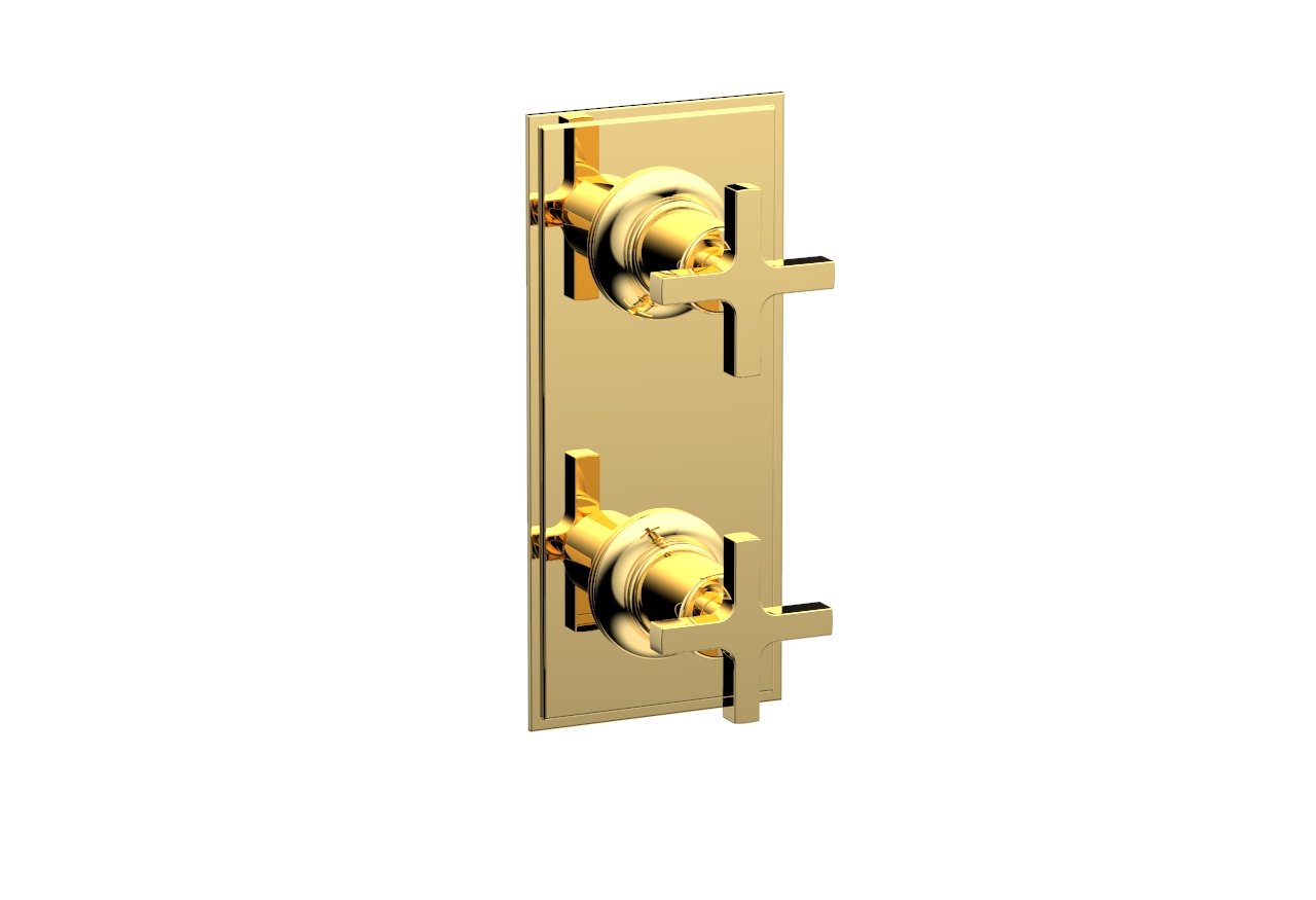 HEX MODERN Cross Handle Pair Trim Set for Thermostatic Control with Volume Control or Diverter 4-105