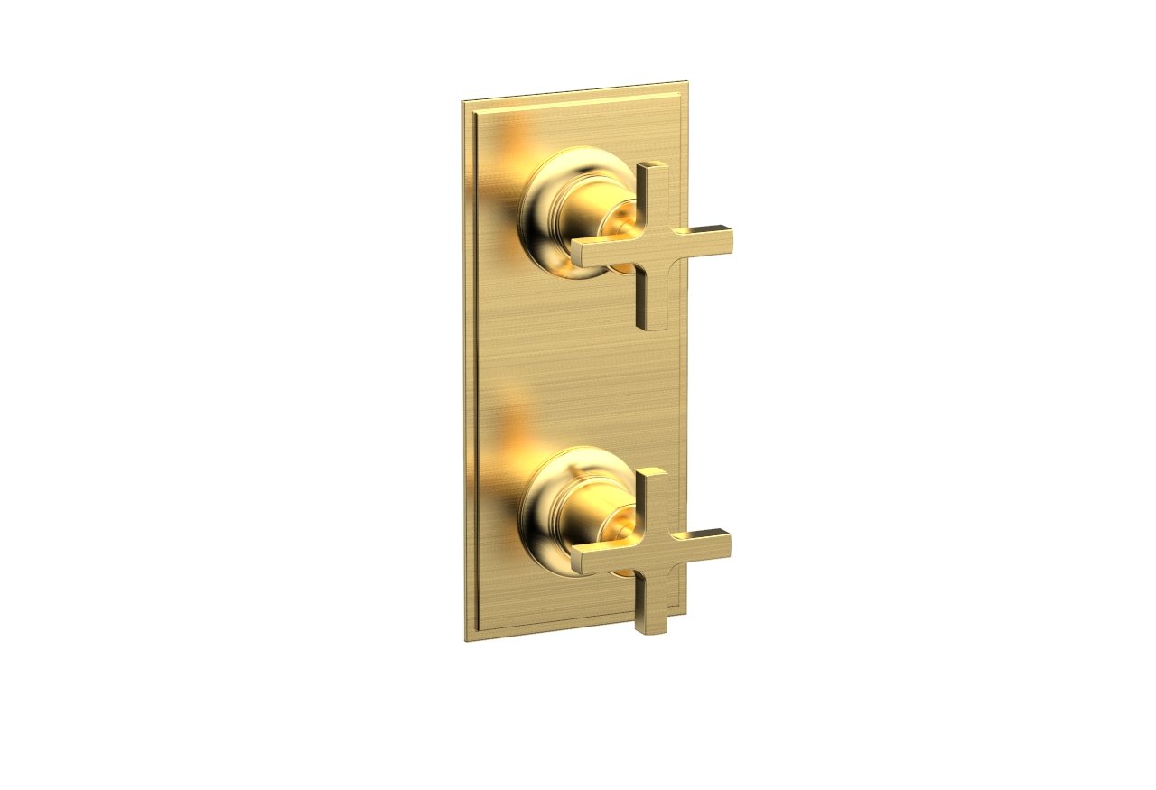 HEX MODERN Cross Handle Pair Trim Set for Thermostatic Control with Volume Control or Diverter 4-105