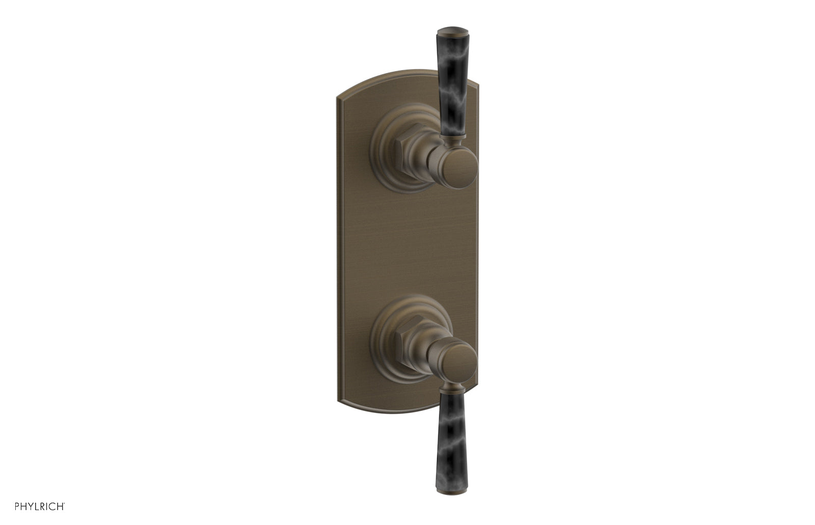 HEX TRADITIONAL / HENRI 1/2" Thermostatic Valve with Volume Control or Diverter - Black Marble Handles 4-155