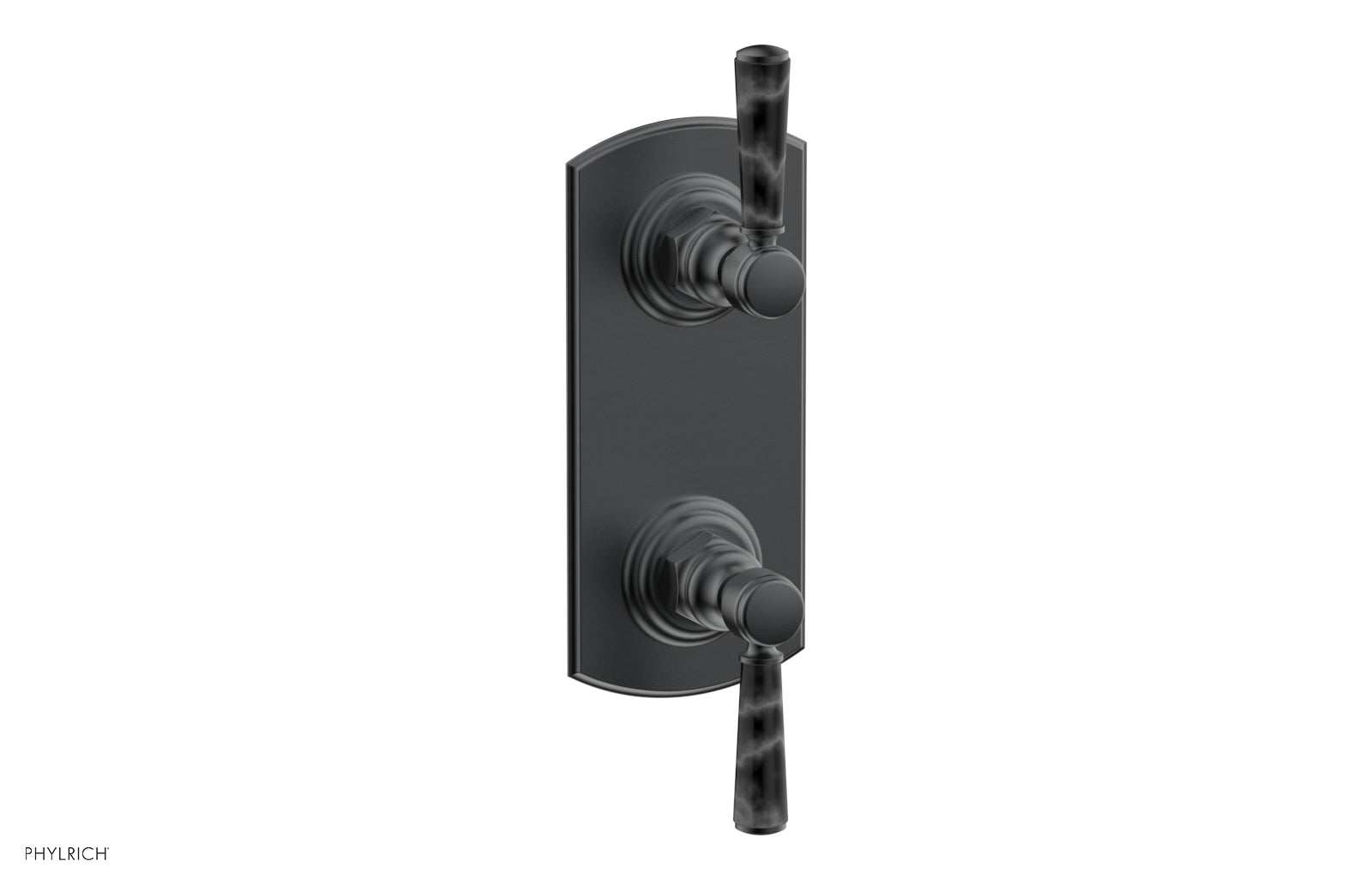 HEX TRADITIONAL / HENRI 1/2" Thermostatic Valve with Volume Control or Diverter - Black Marble Handles 4-155