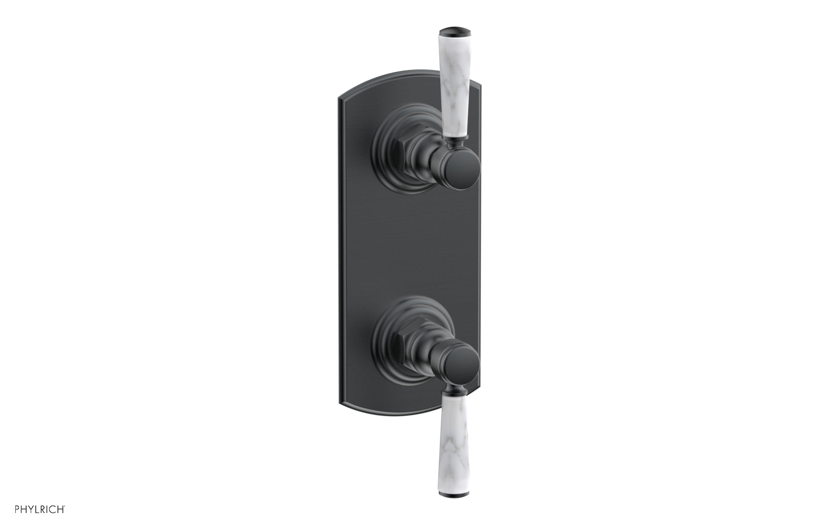 HEX TRADITIONAL / HENRI 1/2" Thermostatic Valve with Volume Control or Diverter - White Marble Handles 4-155