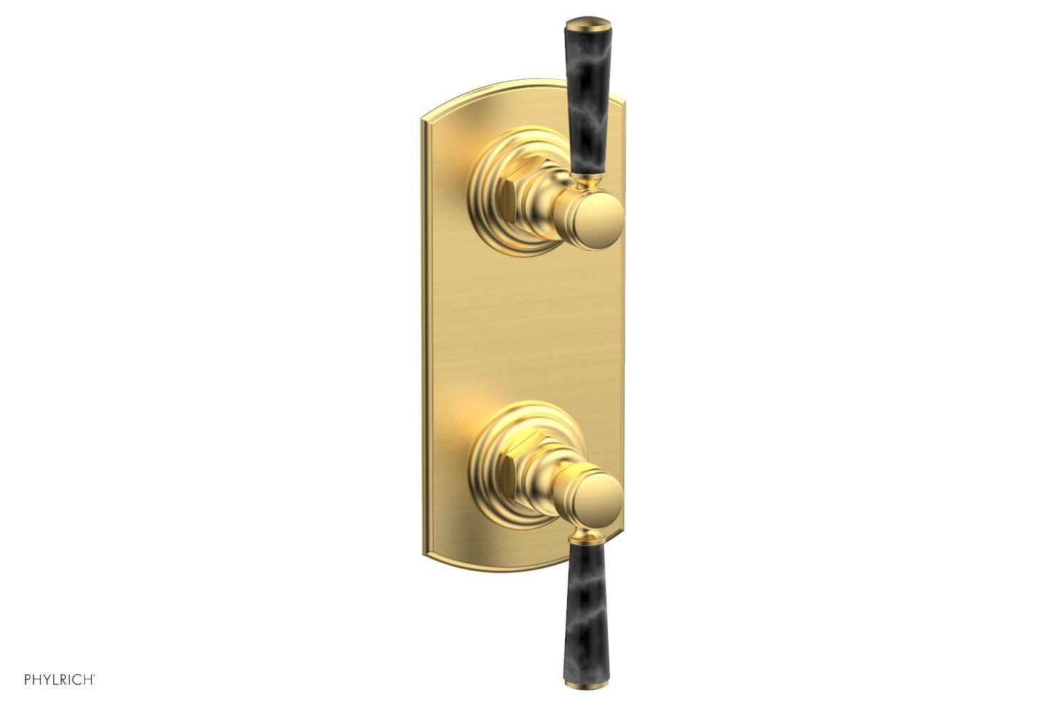 HEX TRADITIONAL / HENRI 1/2" Thermostatic Valve with Volume Control or Diverter - Black Marble Handles 4-155