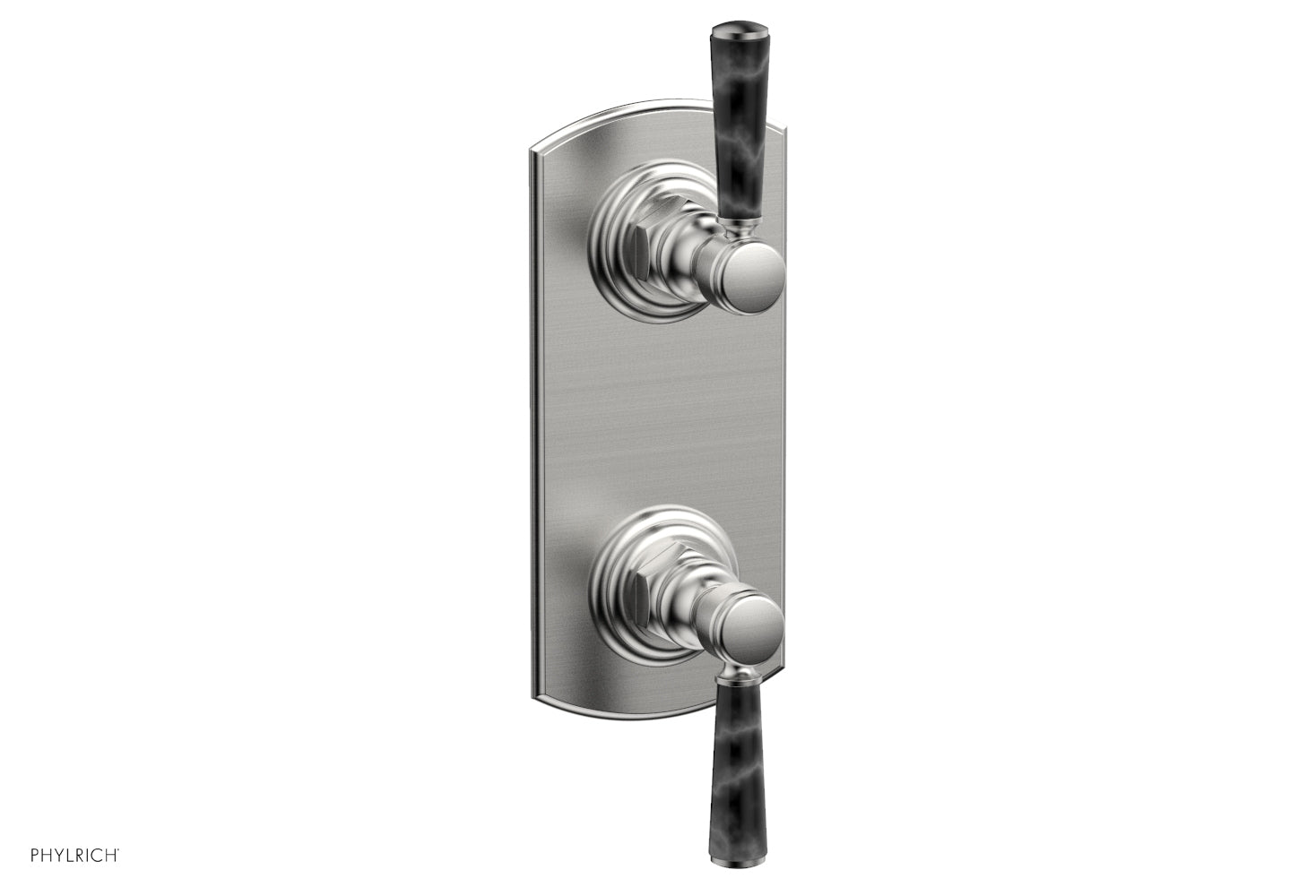 HEX TRADITIONAL / HENRI 1/2" Thermostatic Valve with Volume Control or Diverter - Black Marble Handles 4-155