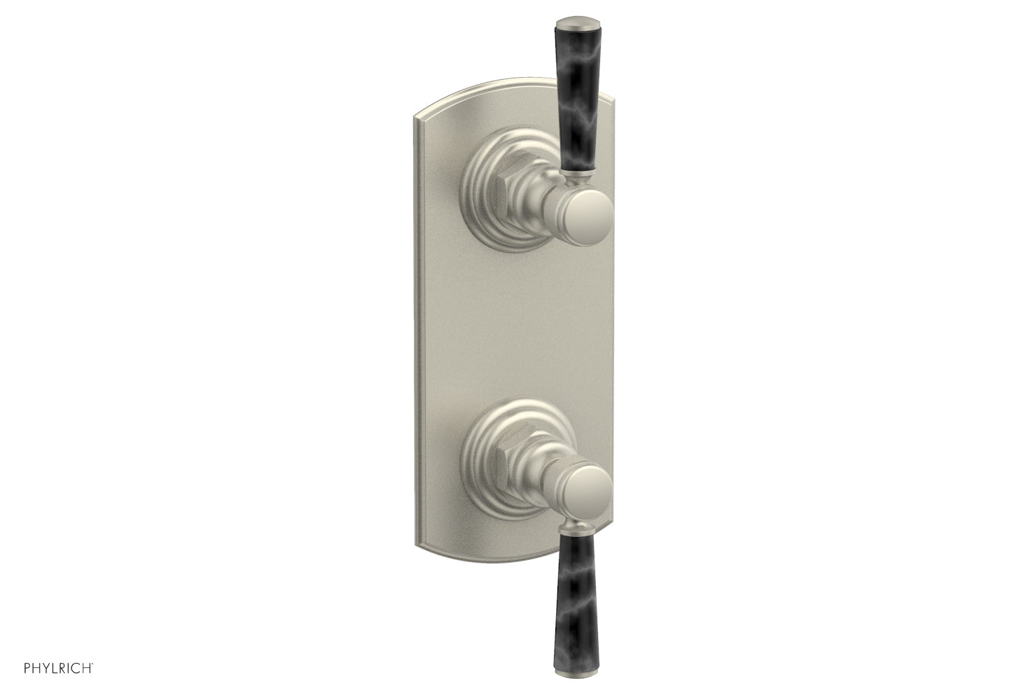 HEX TRADITIONAL / HENRI 1/2" Thermostatic Valve with Volume Control or Diverter - Black Marble Handles 4-155