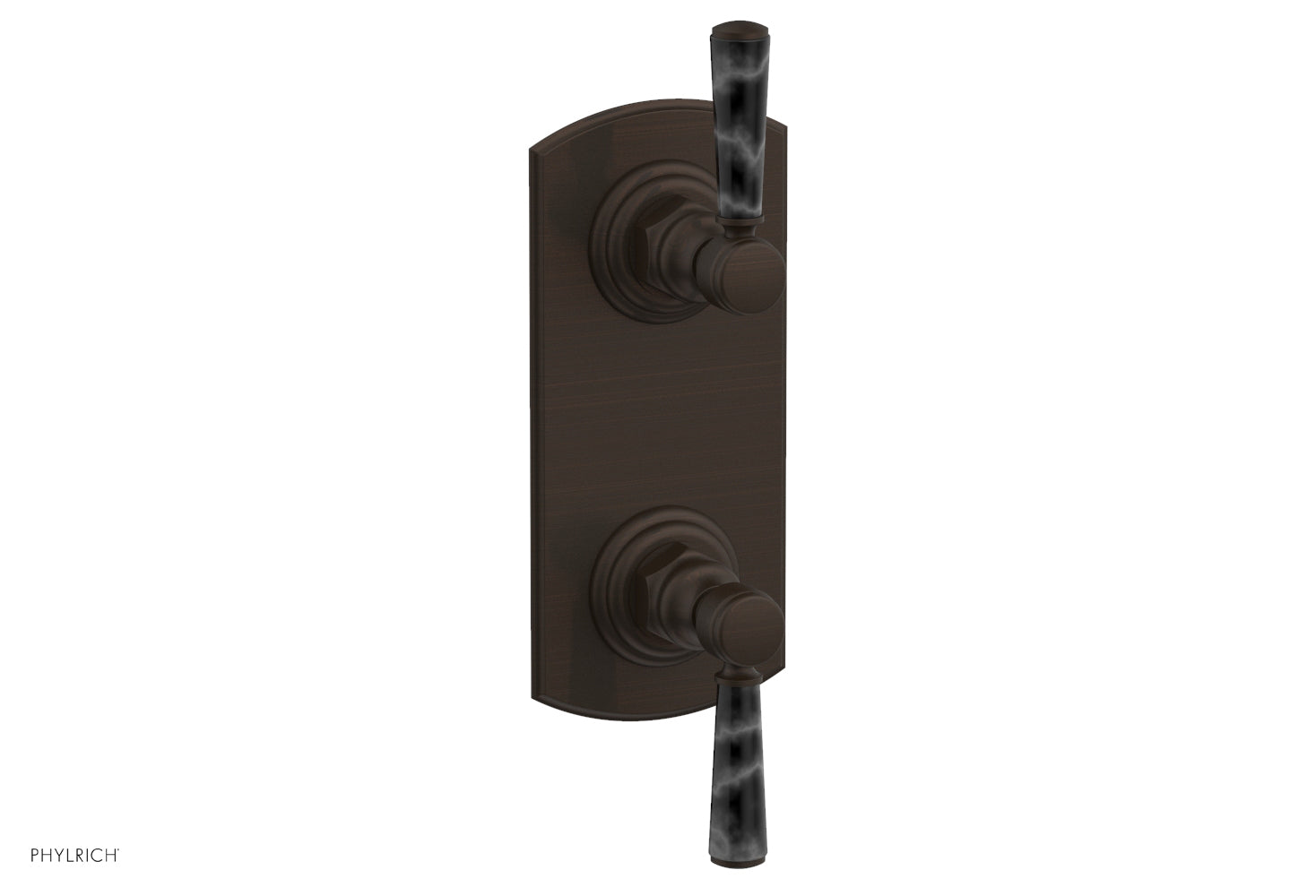 HEX TRADITIONAL / HENRI 1/2" Thermostatic Valve with Volume Control or Diverter - Black Marble Handles 4-155