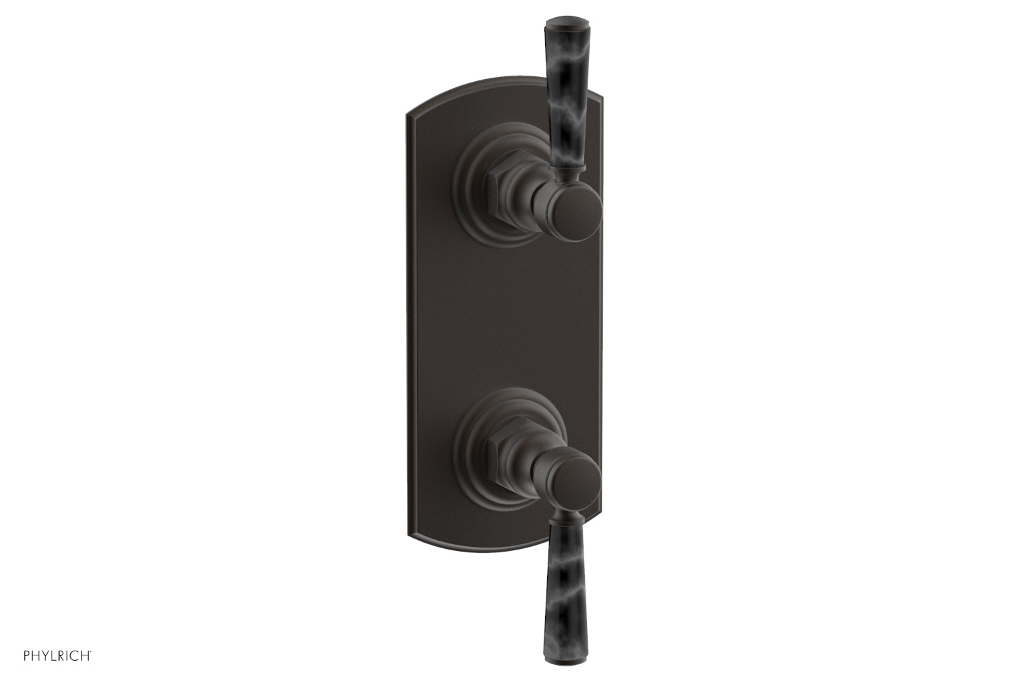 HEX TRADITIONAL / HENRI 1/2" Thermostatic Valve with Volume Control or Diverter - Black Marble Handles 4-155