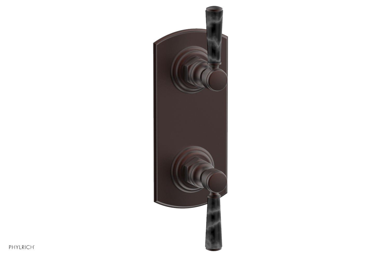 HEX TRADITIONAL / HENRI 1/2" Thermostatic Valve with Volume Control or Diverter - Black Marble Handles 4-155