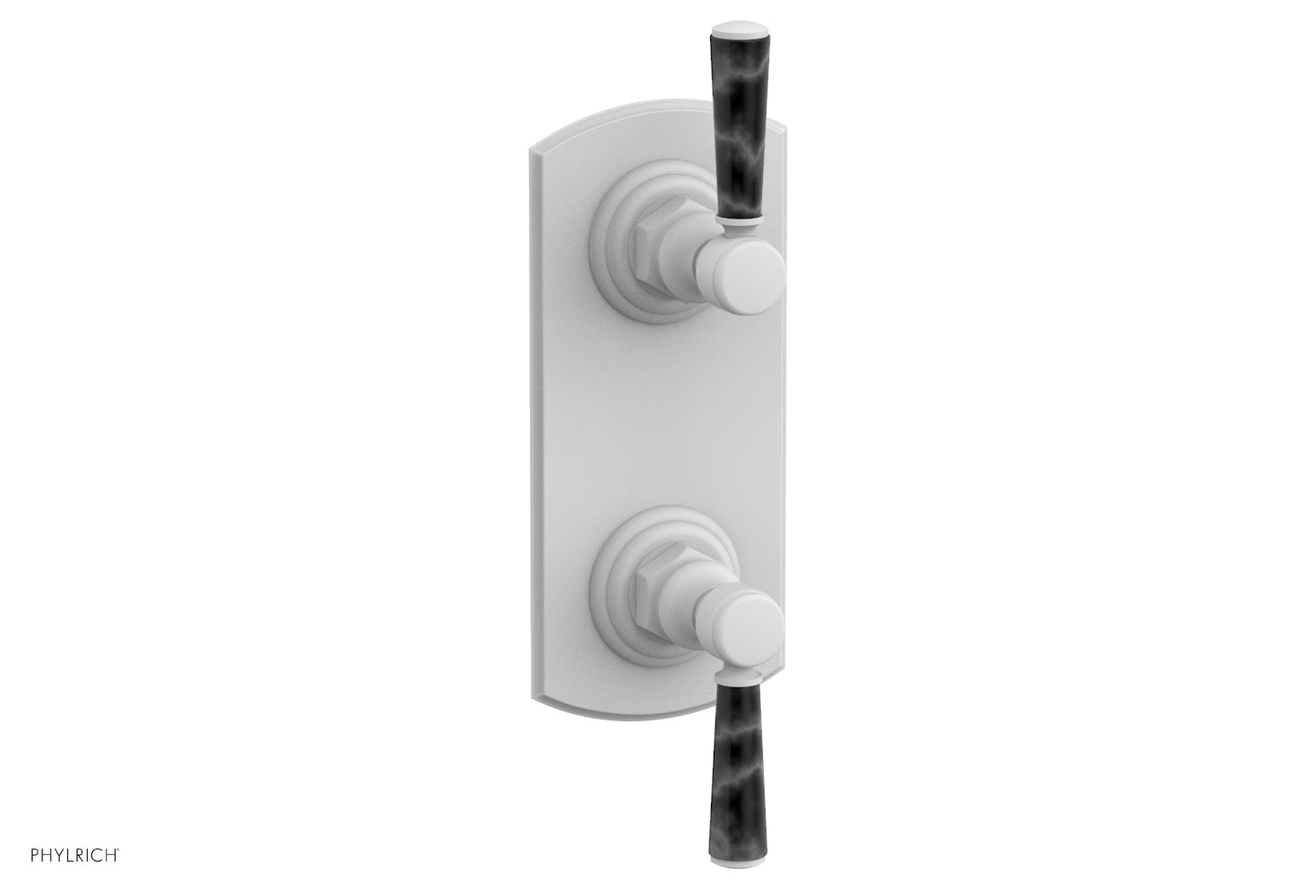 HEX TRADITIONAL / HENRI 1/2" Thermostatic Valve with Volume Control or Diverter - Black Marble Handles 4-155