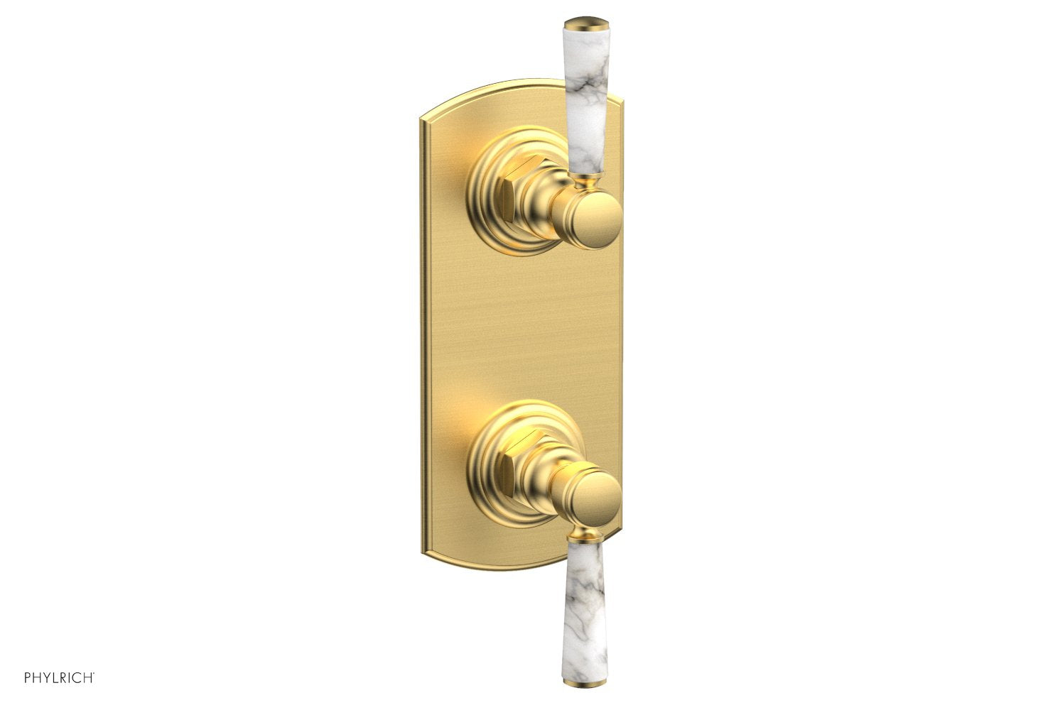 HEX TRADITIONAL / HENRI 1/2" Thermostatic Valve with Volume Control or Diverter - White Marble Handles 4-155
