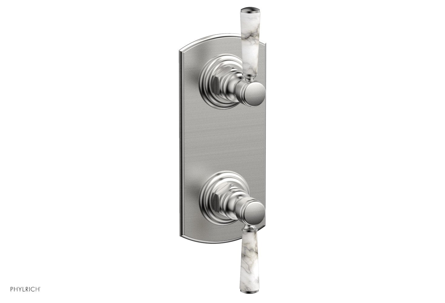 HEX TRADITIONAL / HENRI 1/2" Thermostatic Valve with Volume Control or Diverter - White Marble Handles 4-155