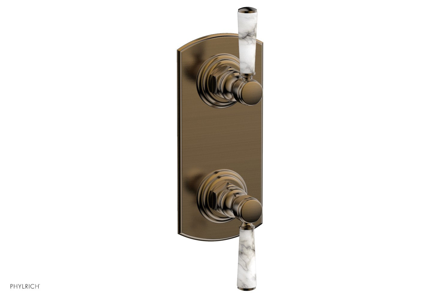 HEX TRADITIONAL / HENRI 1/2" Thermostatic Valve with Volume Control or Diverter - White Marble Handles 4-155
