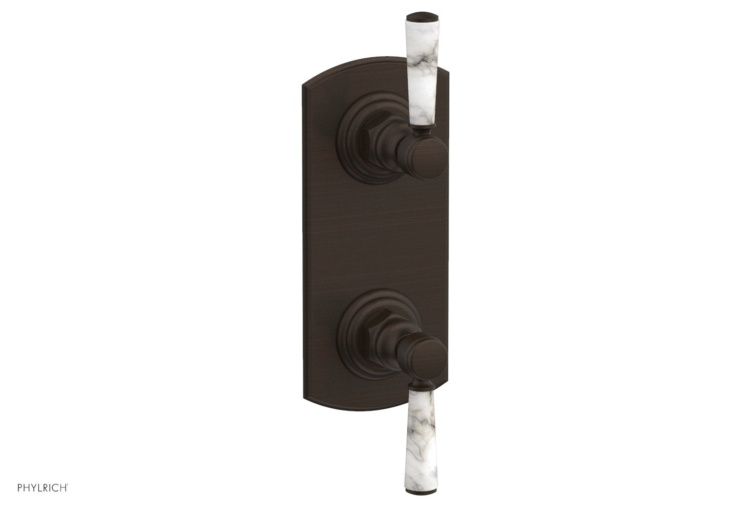 HEX TRADITIONAL / HENRI 1/2" Thermostatic Valve with Volume Control or Diverter - White Marble Handles 4-155