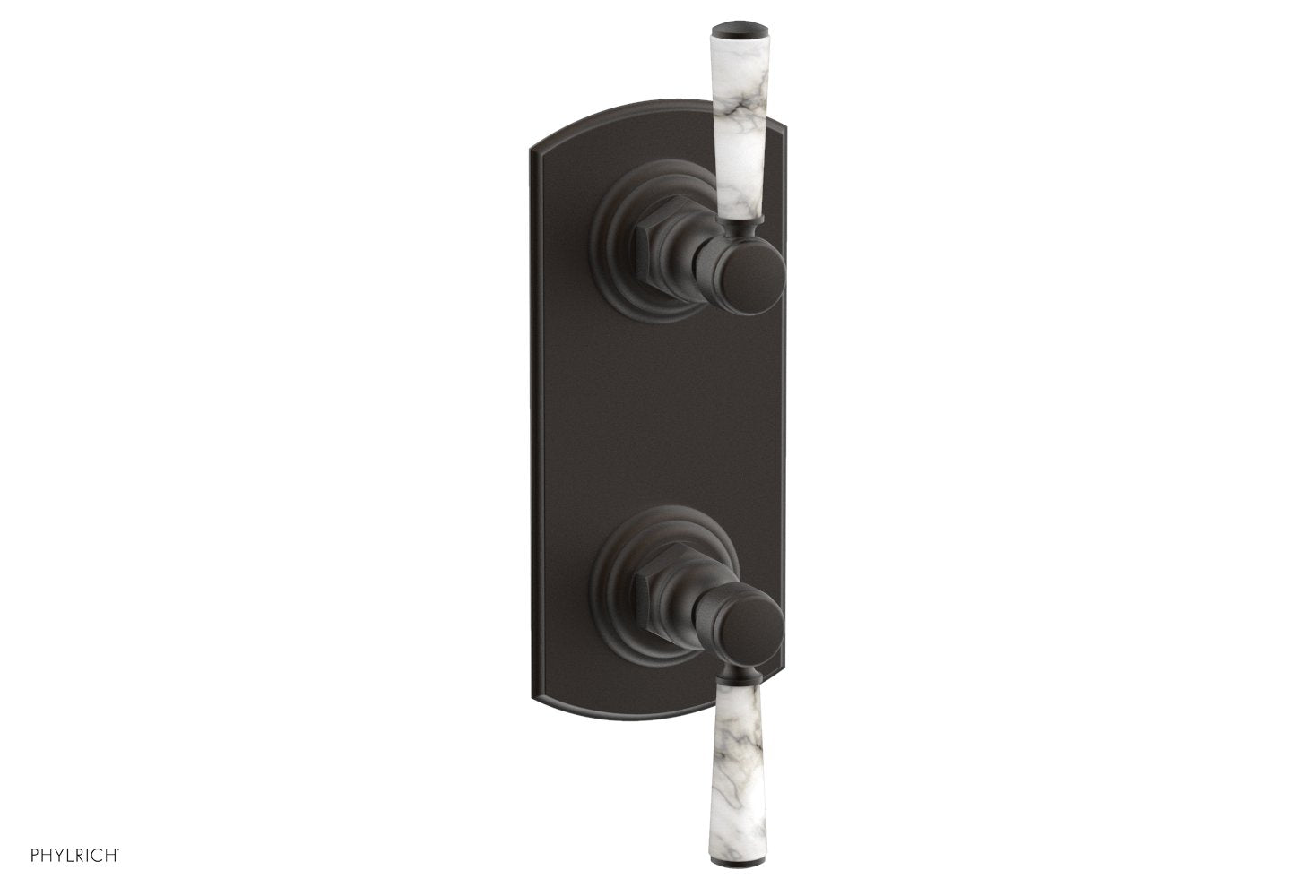 HEX TRADITIONAL / HENRI 1/2" Thermostatic Valve with Volume Control or Diverter - White Marble Handles 4-155