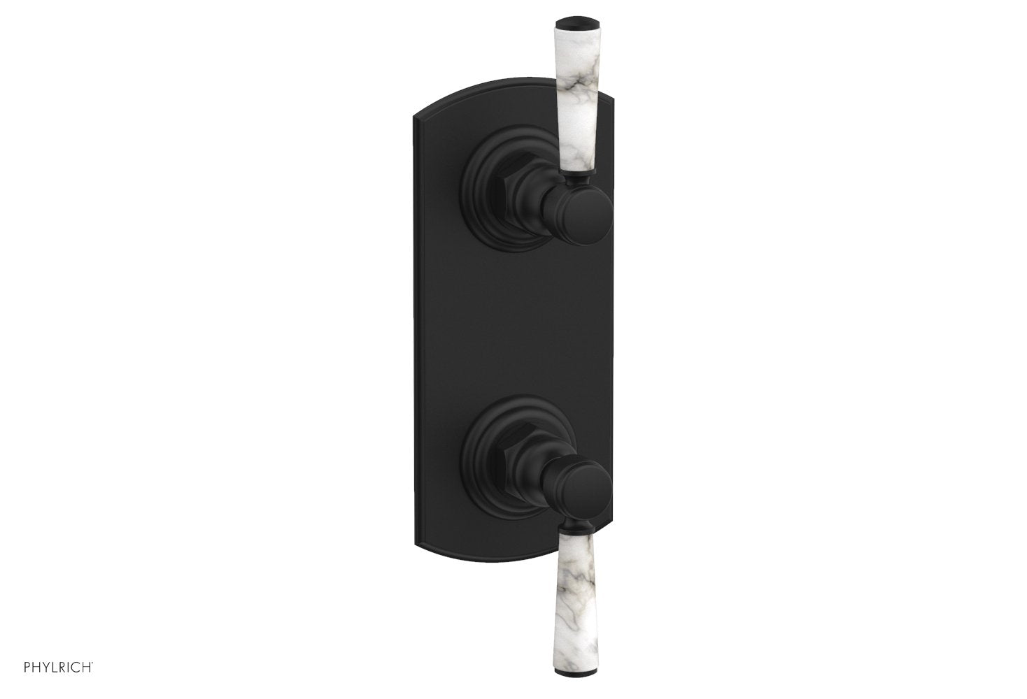 HEX TRADITIONAL / HENRI 1/2" Thermostatic Valve with Volume Control or Diverter - White Marble Handles 4-155