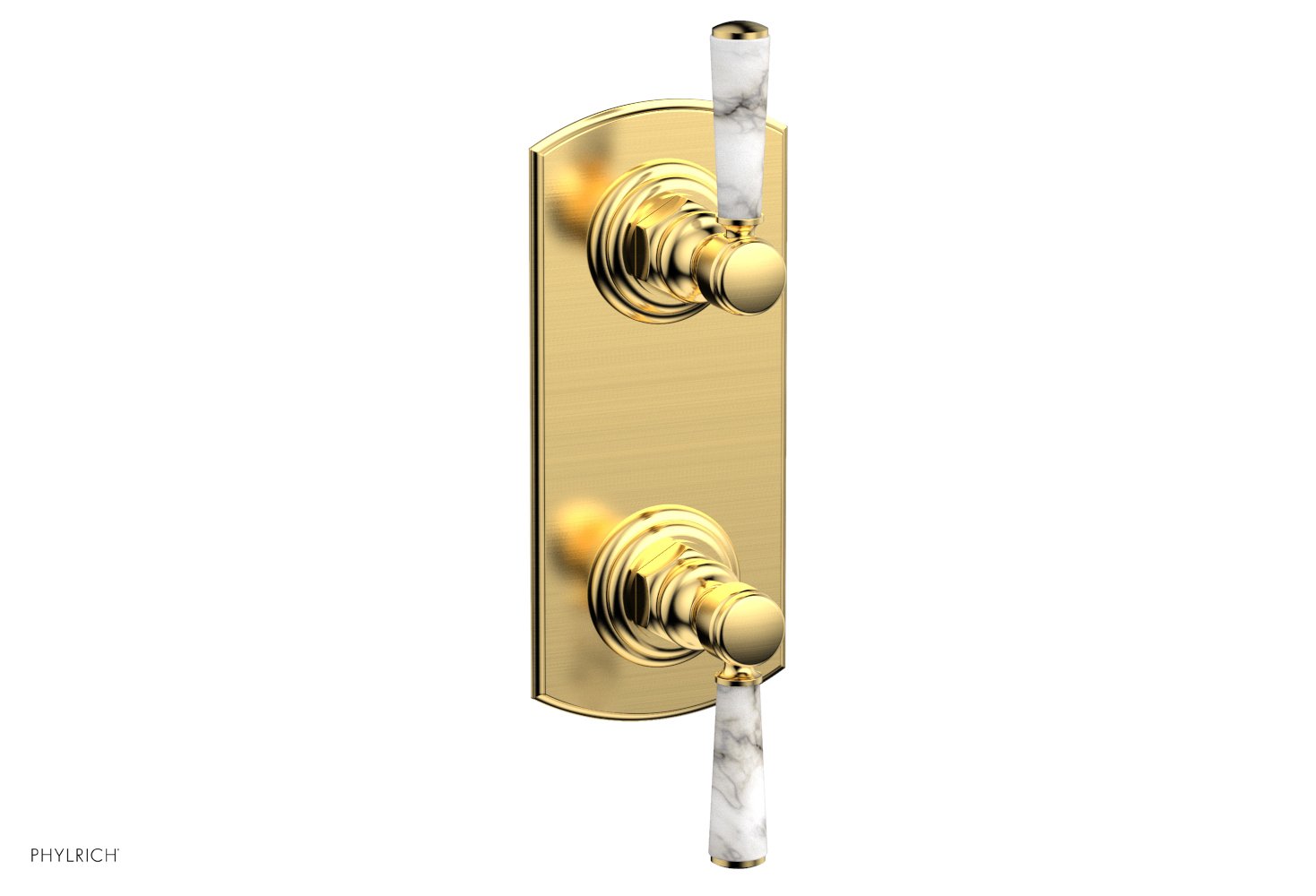 HEX TRADITIONAL / HENRI 1/2" Thermostatic Valve with Volume Control or Diverter - White Marble Handles 4-155
