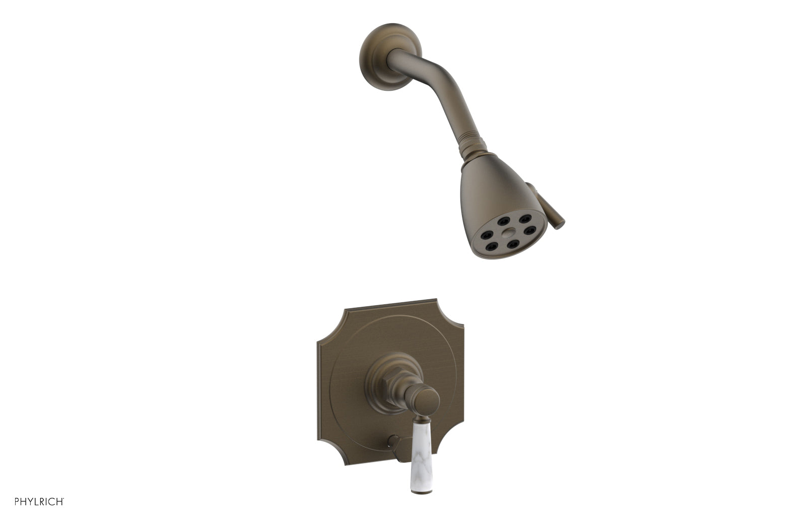 HENRI Pressure Balance Shower and Diverter Set -White Marble Handle (Less Spout) 4-163
