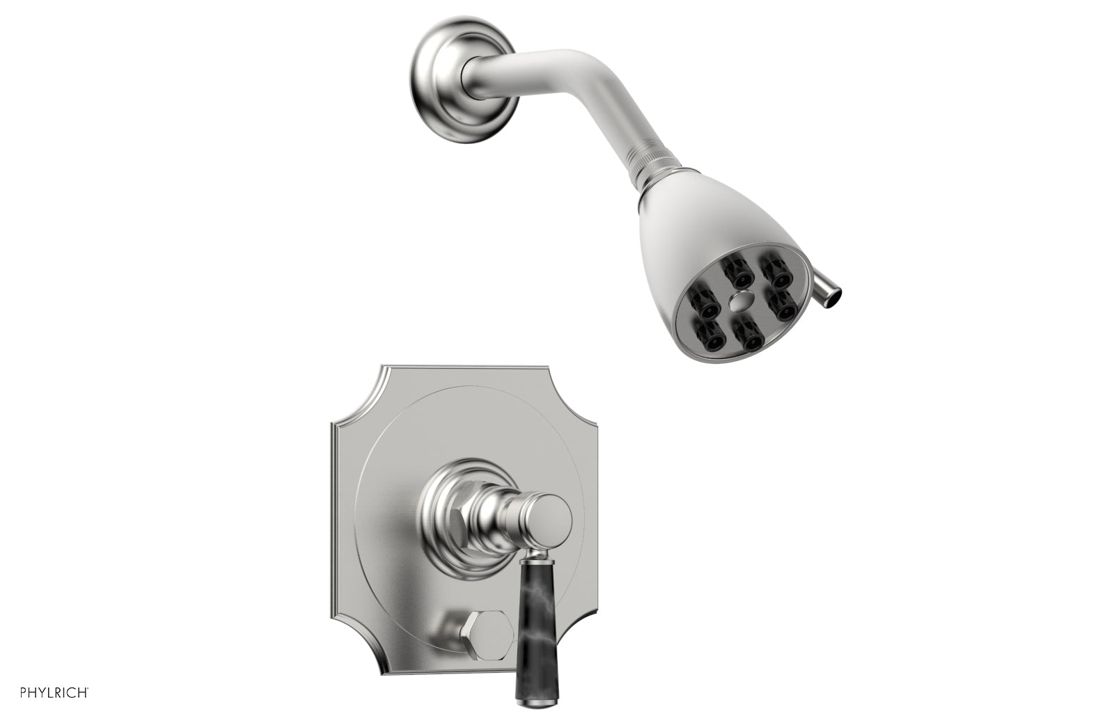 HENRI Pressure Balance Shower and Diverter Set - Black Marble Handle (Less Spout) 4-163