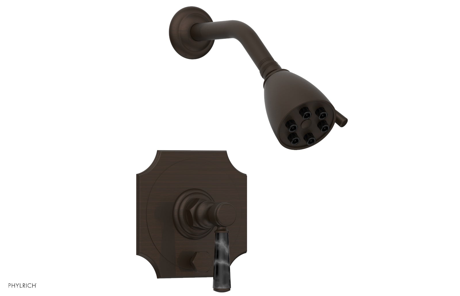 HENRI Pressure Balance Shower and Diverter Set - Black Marble Handle (Less Spout) 4-163