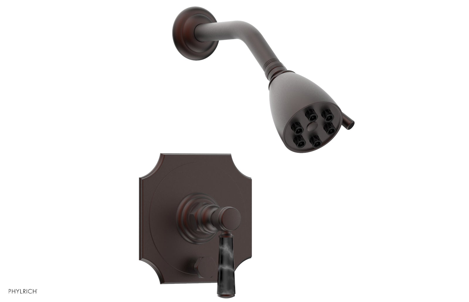 HENRI Pressure Balance Shower and Diverter Set - Black Marble Handle (Less Spout) 4-163