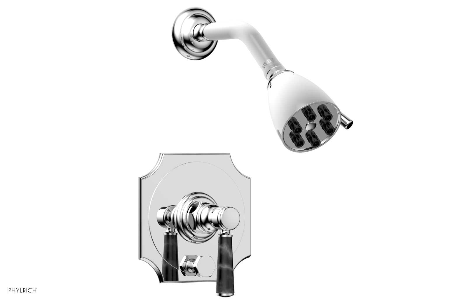 HENRI Pressure Balance Shower and Diverter Set - Black Marble Handle (Less Spout) 4-163