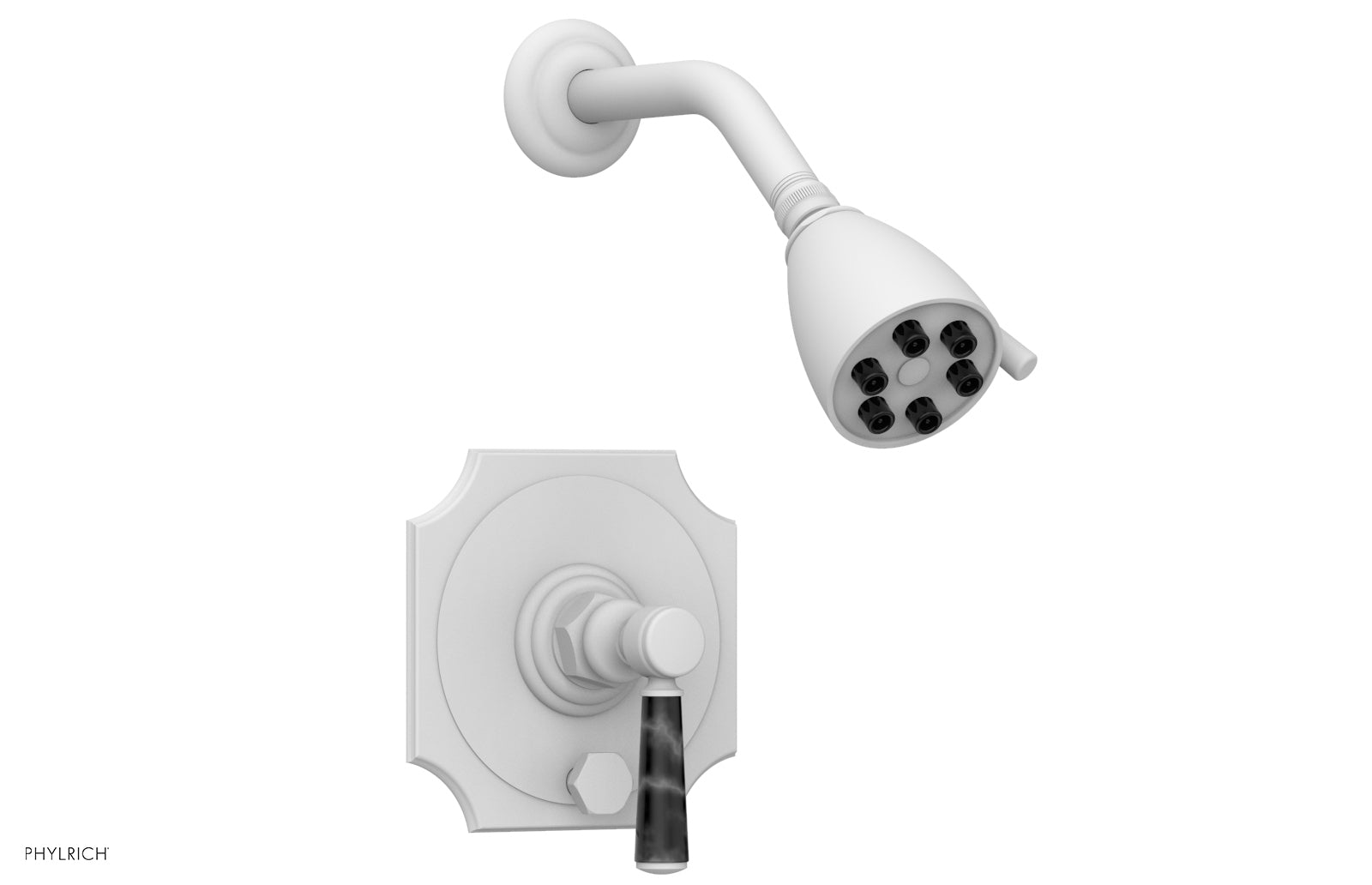 HENRI Pressure Balance Shower and Diverter Set - Black Marble Handle (Less Spout) 4-163