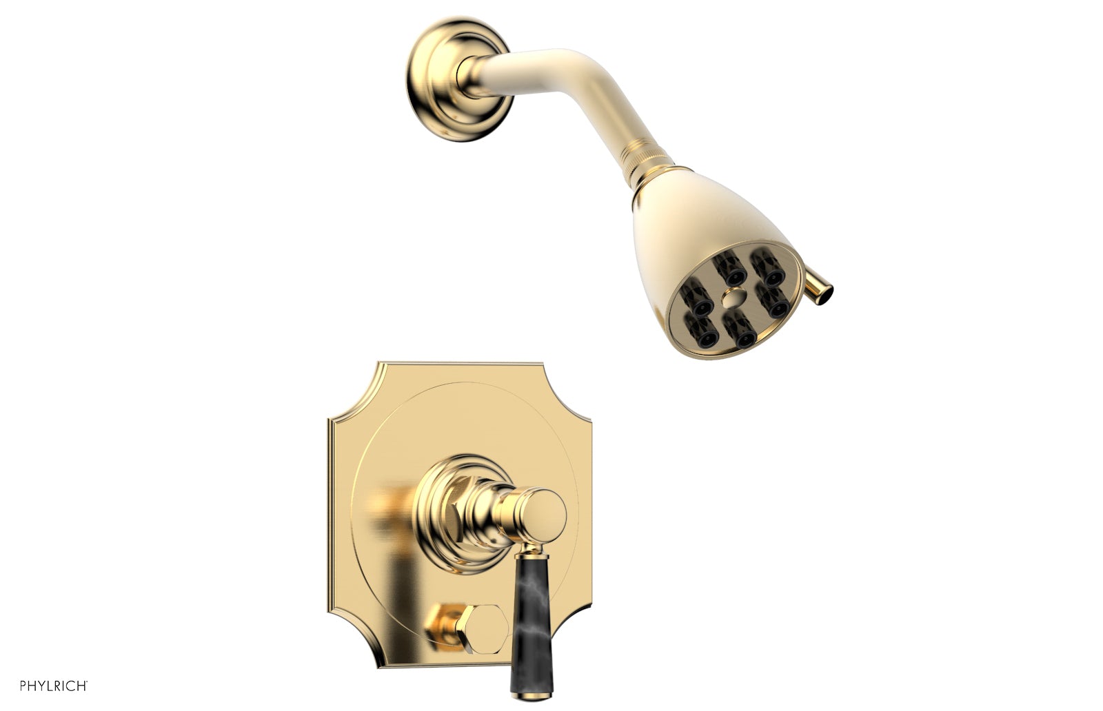 HENRI Pressure Balance Shower and Diverter Set - Black Marble Handle (Less Spout) 4-163