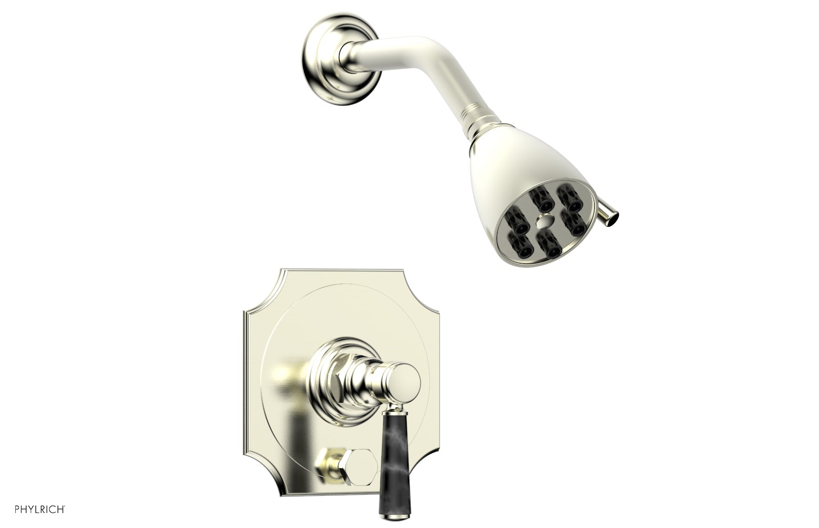 HENRI Pressure Balance Shower and Diverter Set - Black Marble Handle (Less Spout) 4-163