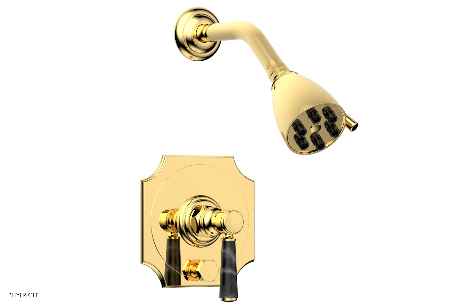 HENRI Pressure Balance Shower and Diverter Set - Black Marble Handle (Less Spout) 4-163