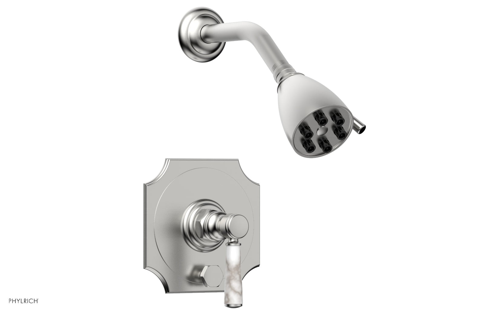 HENRI Pressure Balance Shower and Diverter Set -White Marble Handle (Less Spout) 4-163