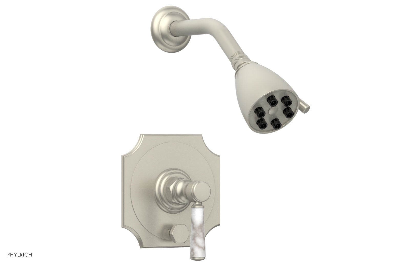 HENRI Pressure Balance Shower and Diverter Set -White Marble Handle (Less Spout) 4-163