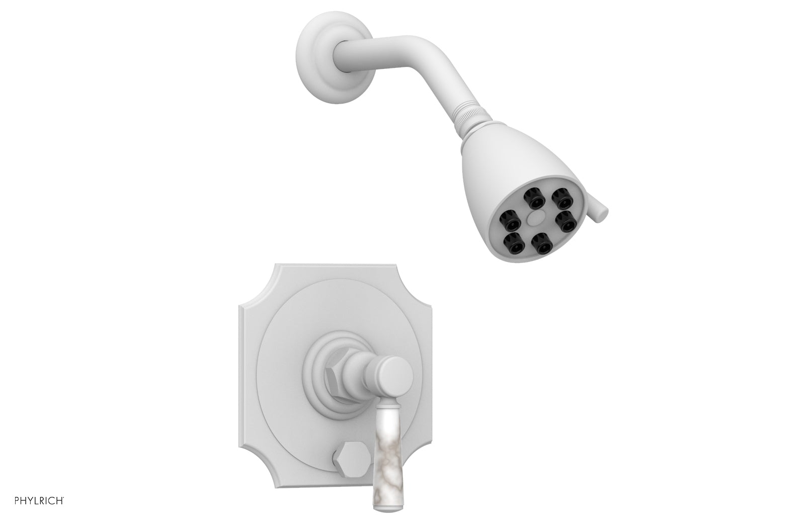 HENRI Pressure Balance Shower and Diverter Set -White Marble Handle (Less Spout) 4-163