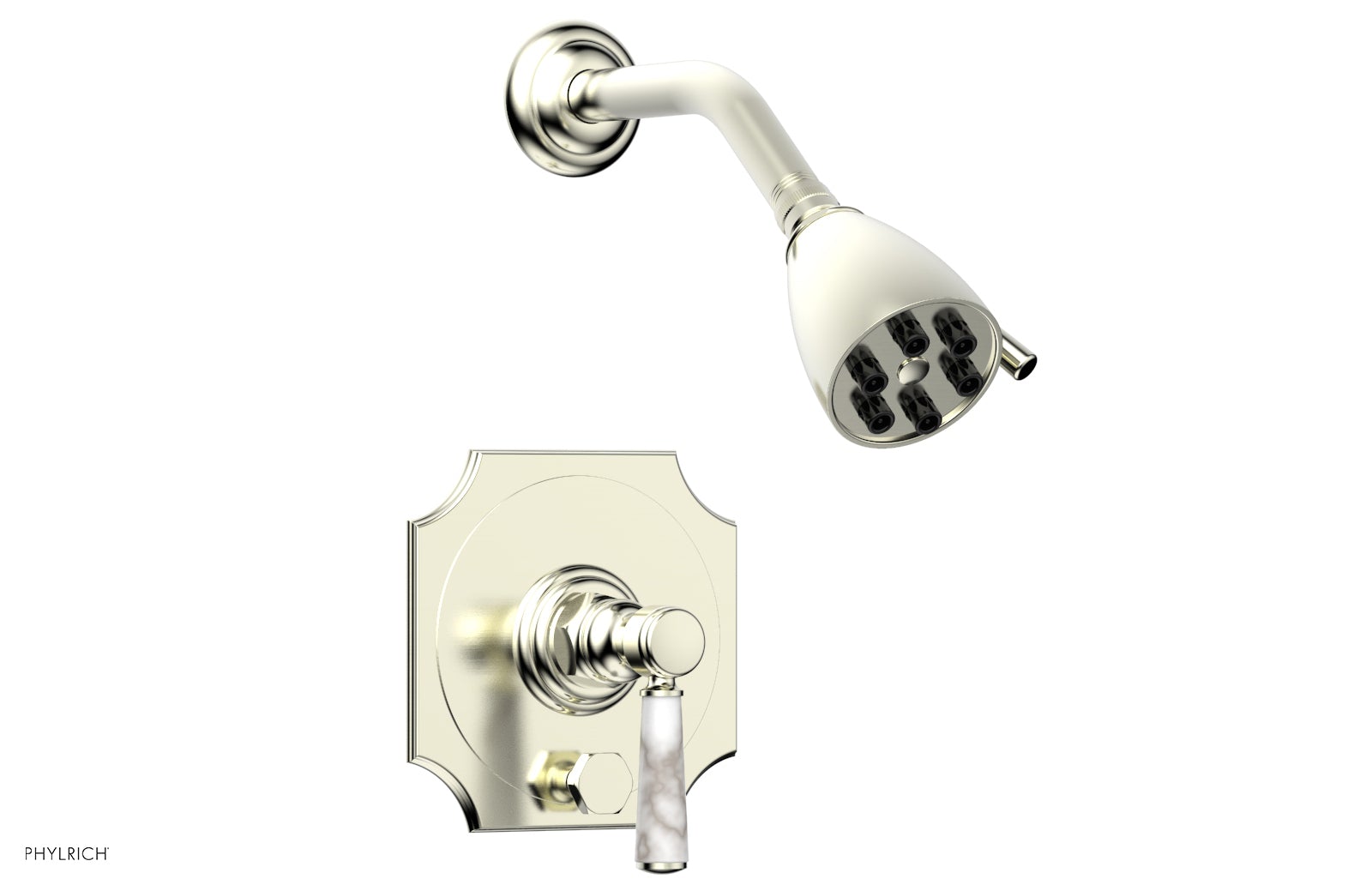 HENRI Pressure Balance Shower and Diverter Set -White Marble Handle (Less Spout) 4-163