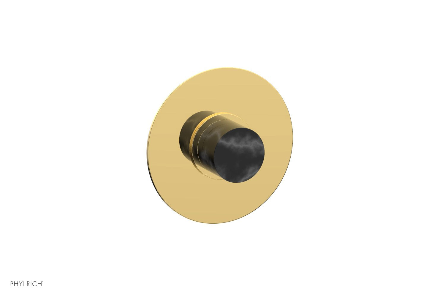 BASIC II 1/2" Mini Thermostatic Round Shower Trim Black Marble Handle 4-174