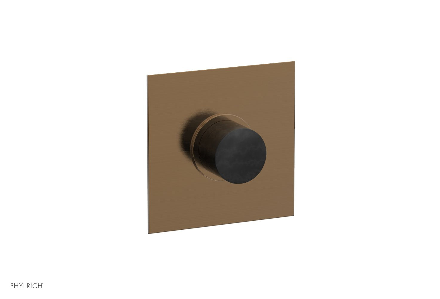 BASIC II 1/2" Mini Thermostatic Square Shower Trim Black Marble Handle 4-178