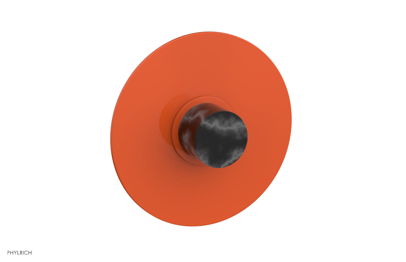 BASIC II Pressure Balance Round Shower Plate & Handle Trim, Black Marble Handle 4-182