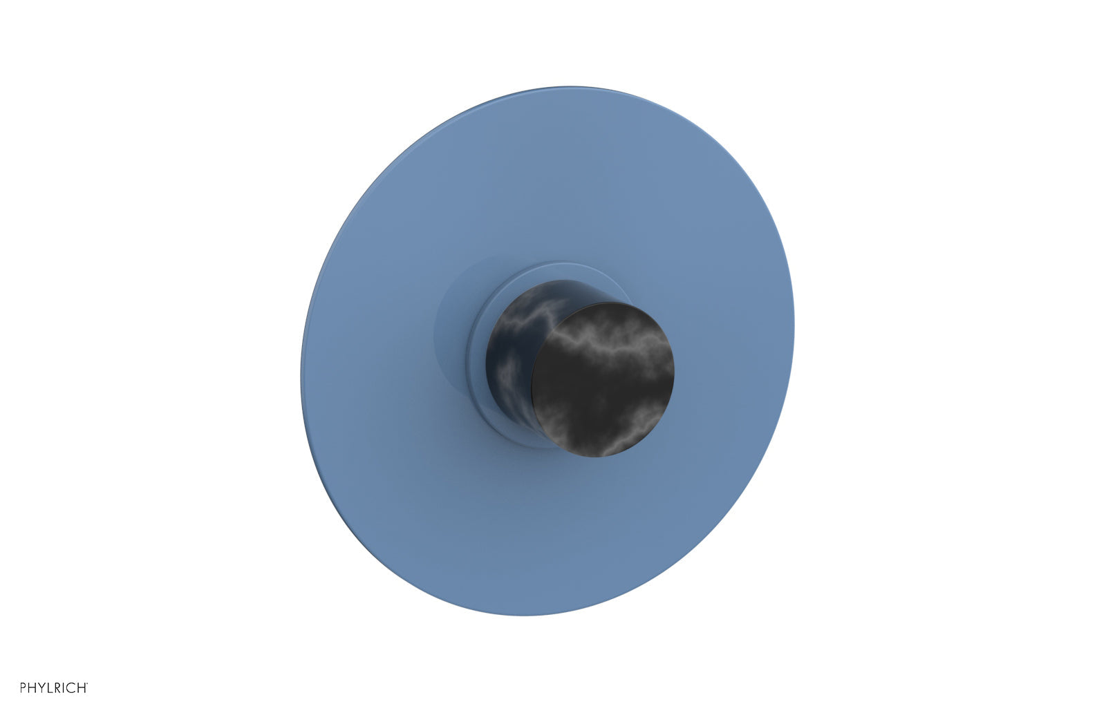 BASIC II 3/4" Thermostatic Round Shower Trim Plate, Black Marble Handle 4-182