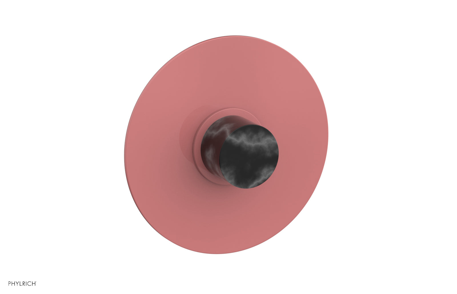 BASIC II 3/4" Thermostatic Round Shower Trim Plate, Black Marble Handle 4-182