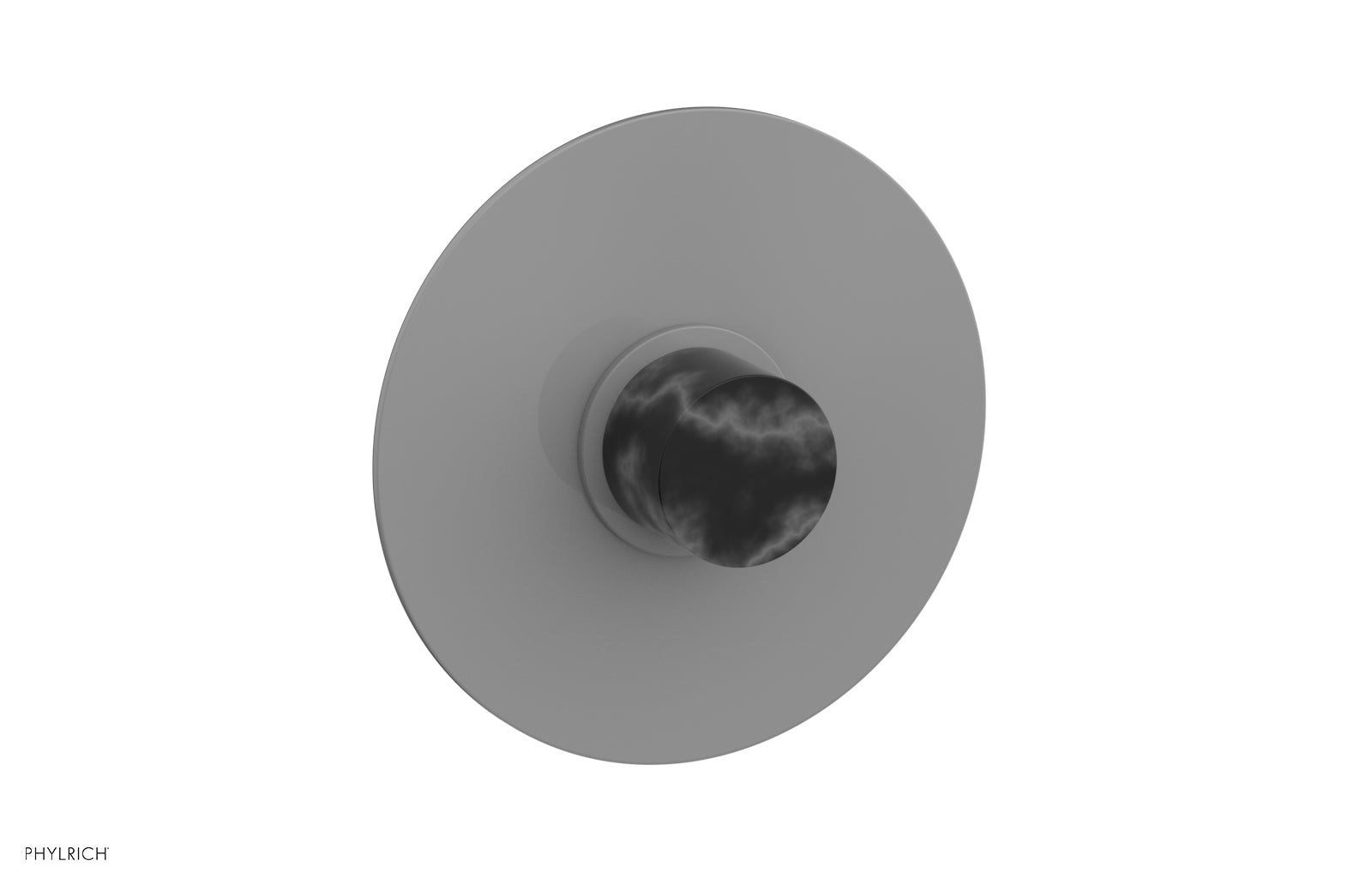 BASIC II 3/4" Thermostatic Round Shower Trim Plate, Black Marble Handle 4-182