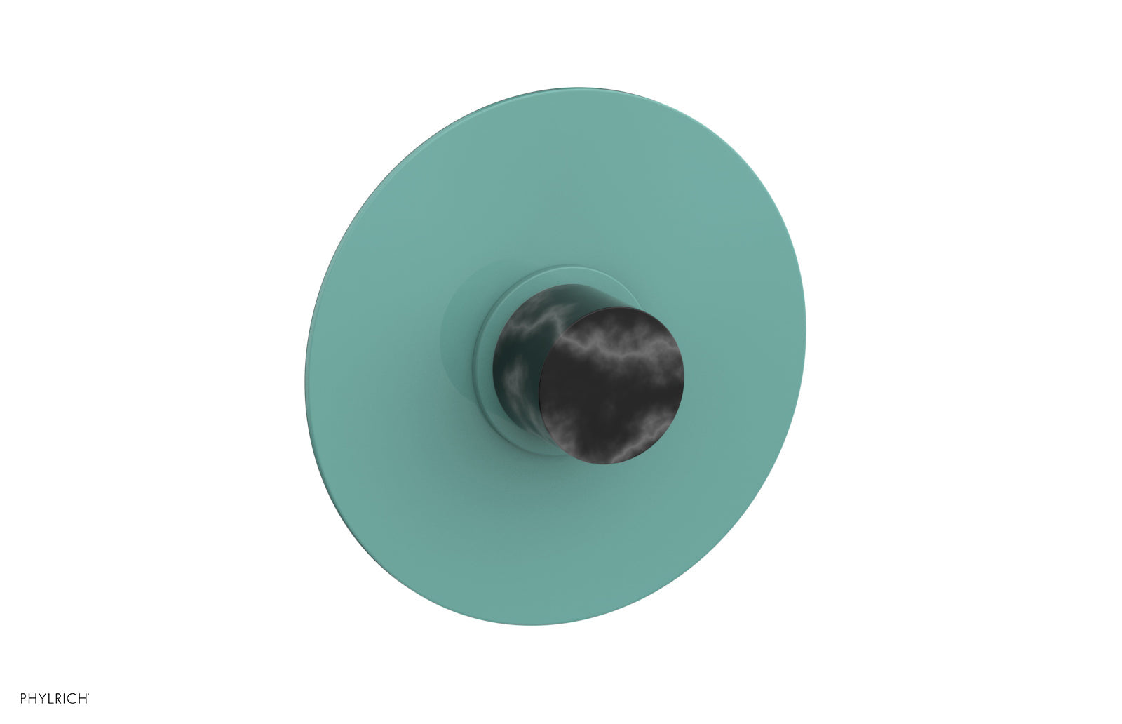 BASIC II Pressure Balance Round Shower Plate & Handle Trim, Black Marble Handle 4-182