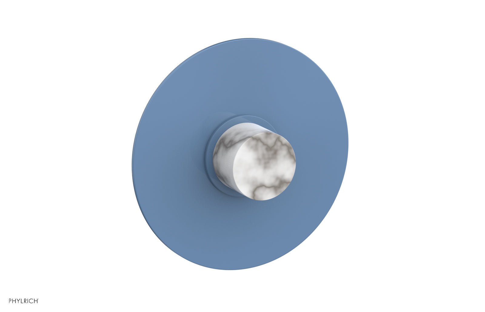 BASIC II Pressure Balance Round Shower Plate & Handle Trim, White Marble Handle 4-182