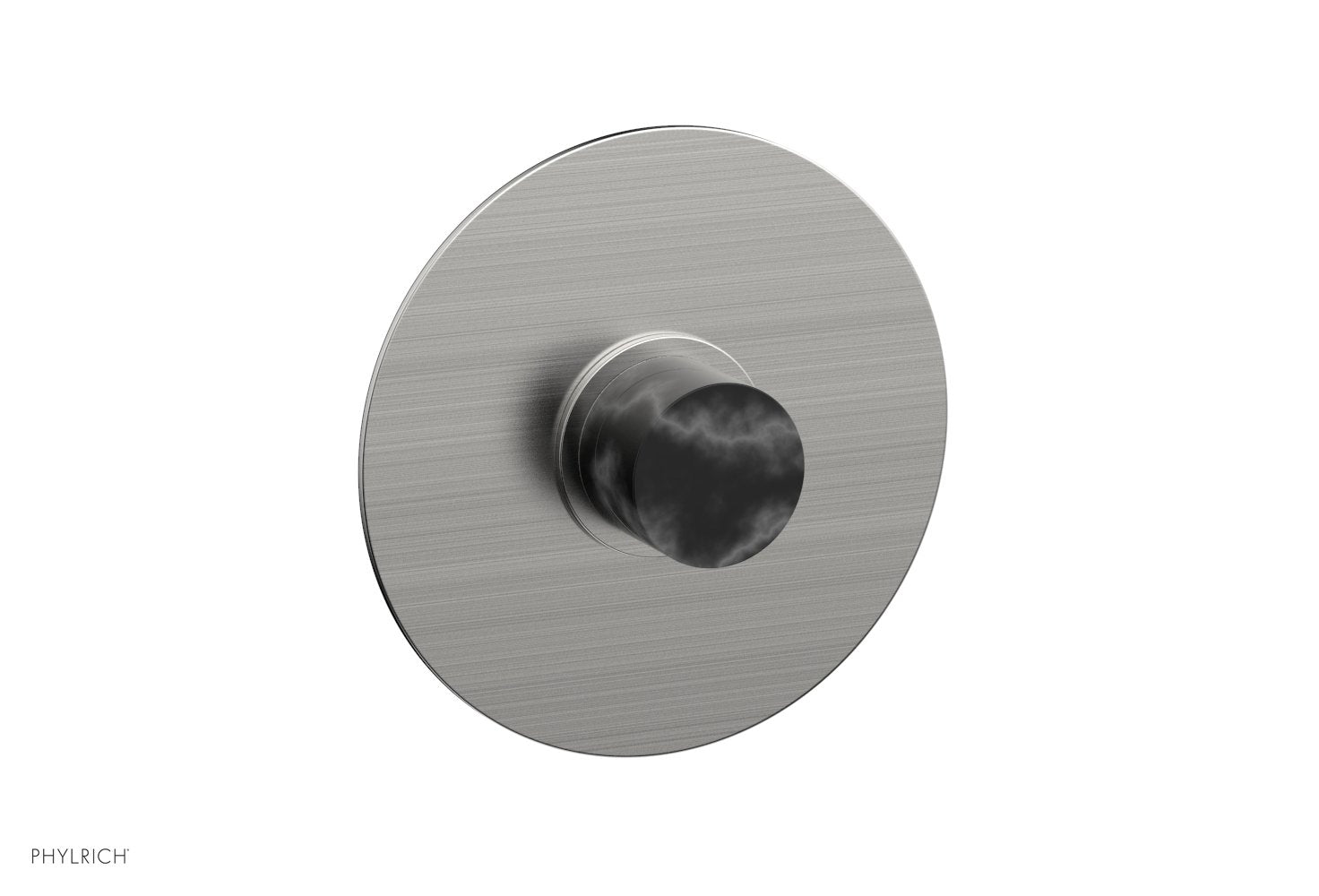 BASIC II Pressure Balance Round Shower Plate & Handle Trim, Black Marble Handle 4-182