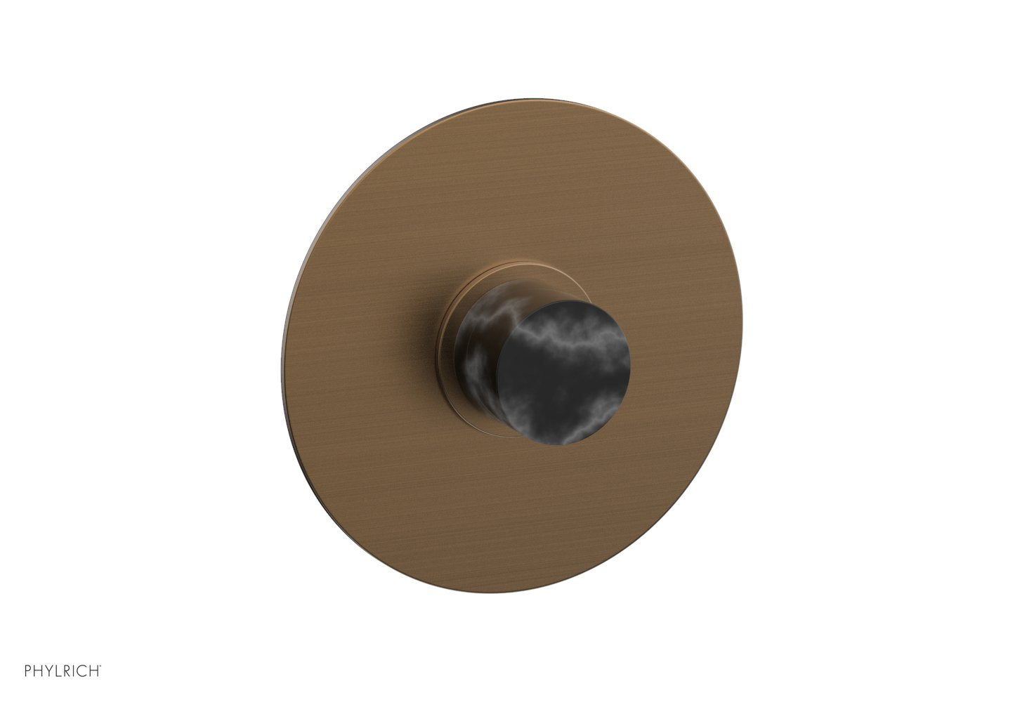 BASIC II Pressure Balance Round Shower Plate & Handle Trim, Black Marble Handle 4-182