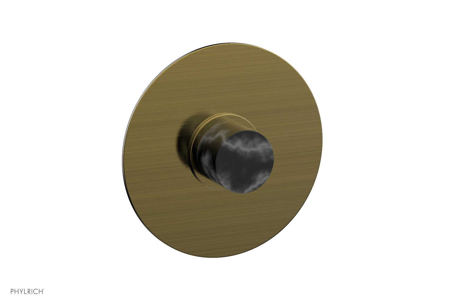 BASIC II Pressure Balance Round Shower Plate & Handle Trim, Black Marble Handle 4-182