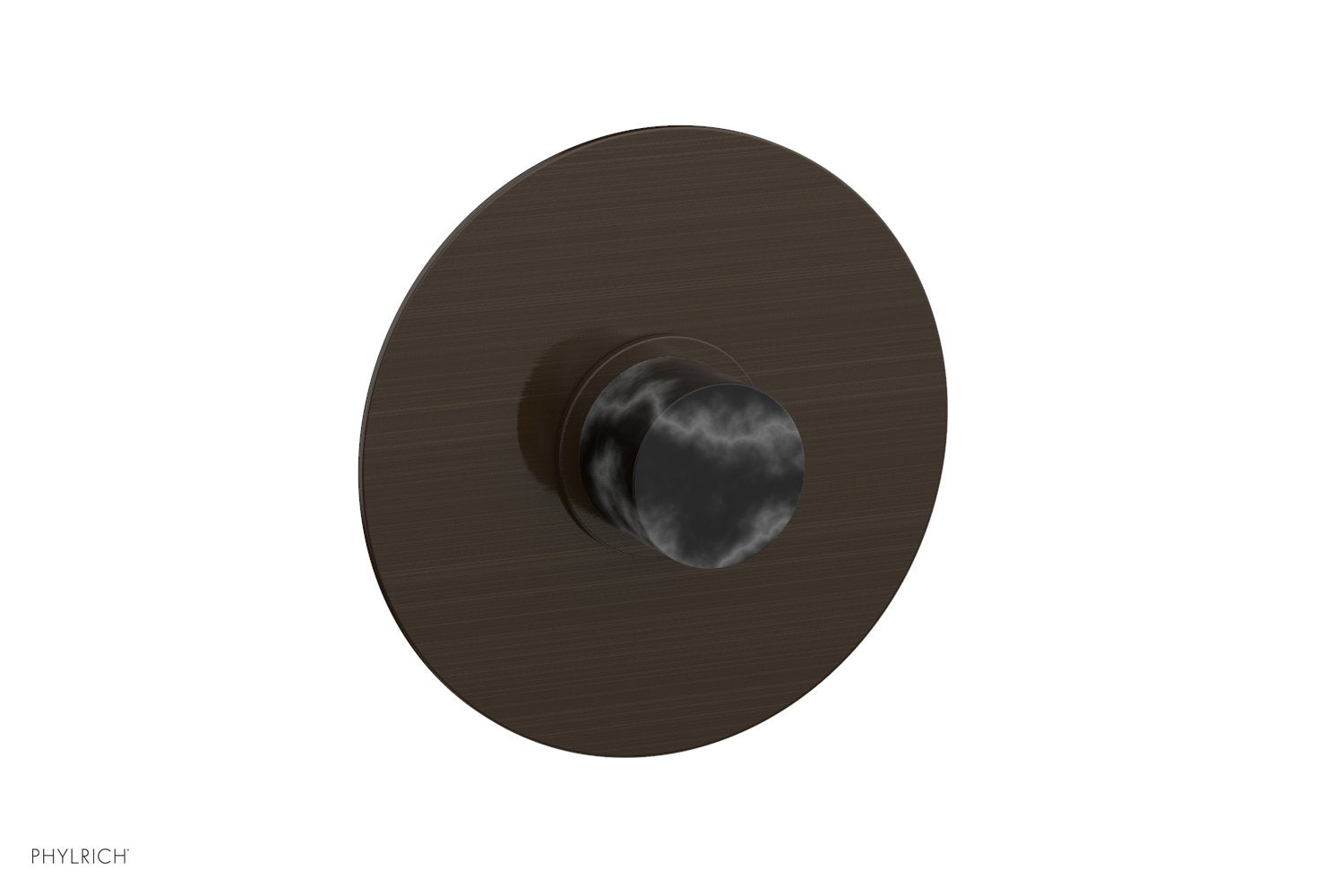 BASIC II 3/4" Thermostatic Round Shower Trim Plate, Black Marble Handle 4-182