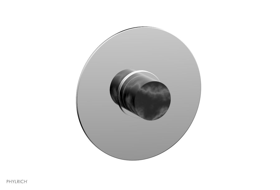 BASIC II 3/4" Thermostatic Round Shower Trim Plate, Black Marble Handle 4-182