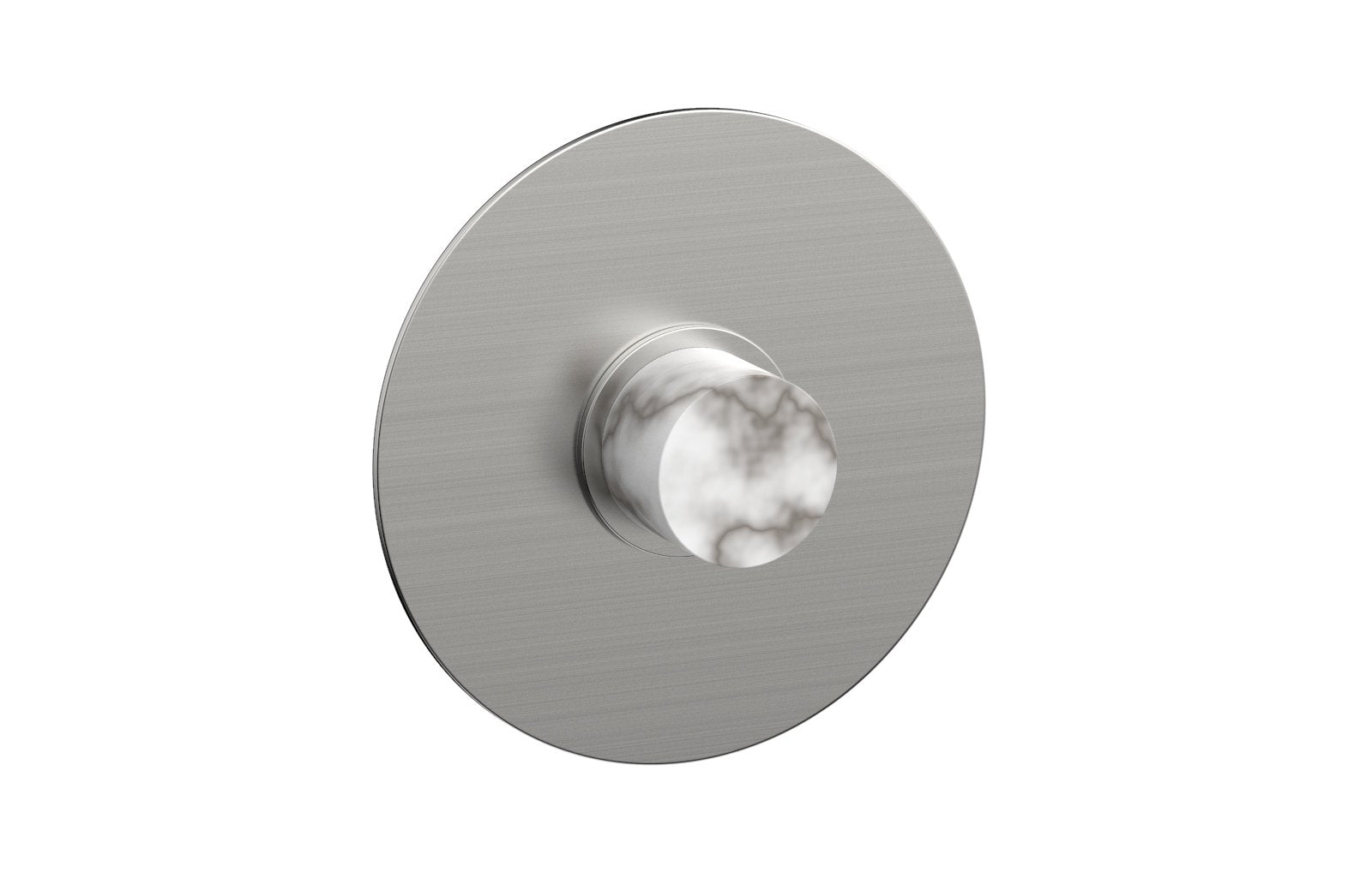 BASIC II Pressure Balance Round Shower Plate & Handle Trim, White Marble Handle 4-182