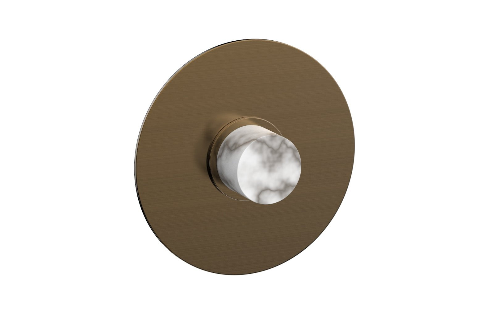 BASIC II Pressure Balance Round Shower Plate & Handle Trim, White Marble Handle 4-182