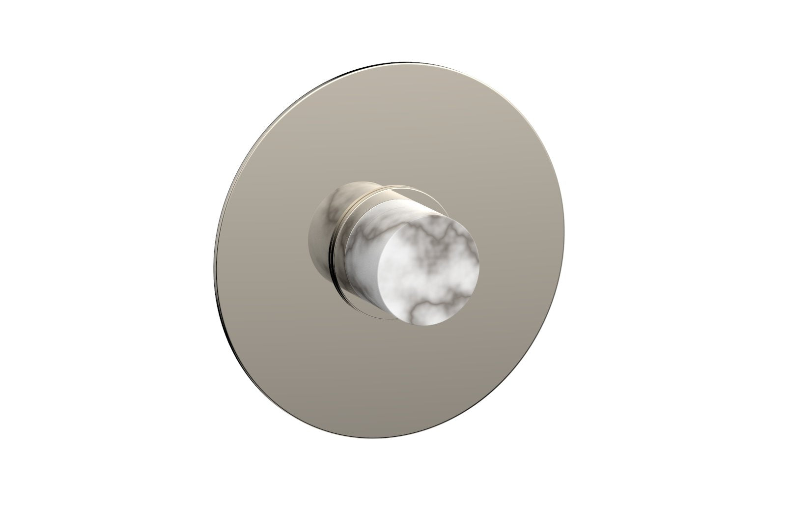 BASIC II Pressure Balance Round Shower Plate & Handle Trim, White Marble Handle 4-182